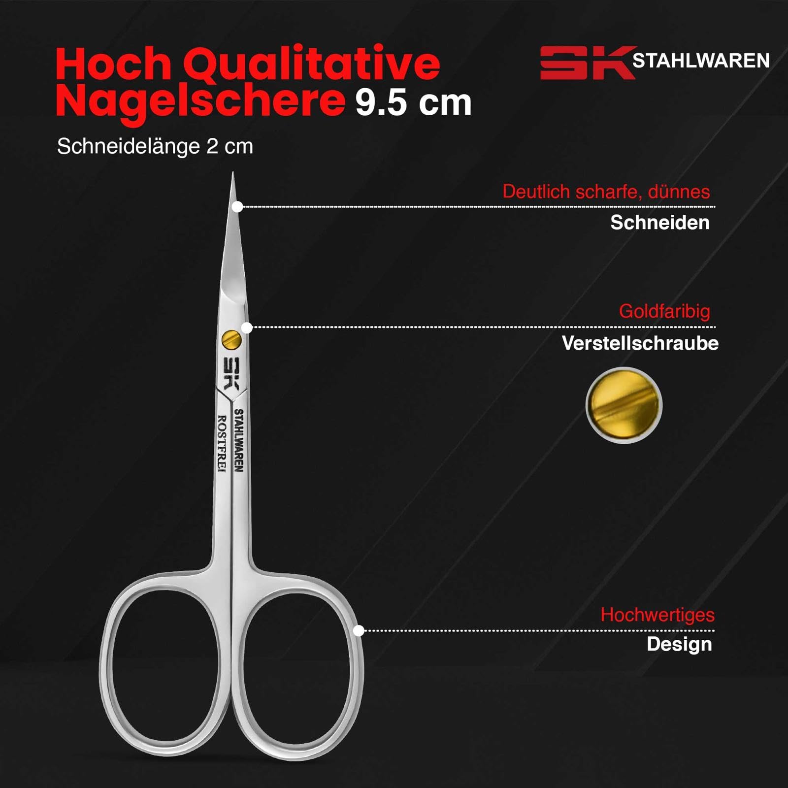 SK STAHLWAREN Professional cuticle scissors, curved - Image 3