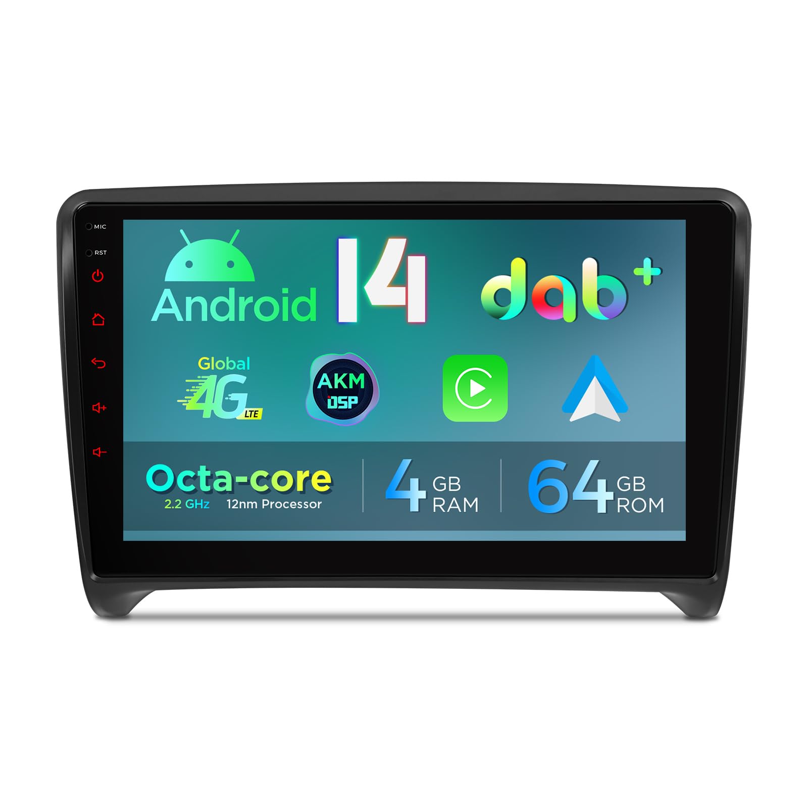 – XTRONS 9" Android 14 DAB+ Car Stereo for Audi TT MK2 8J (2006-2012), Octa Core 4+64GB Radio Player 4G AKM DSP 2K CarAutoPlay Auto GPS Navigation Bluetooth 5.0 New UI Cooling System