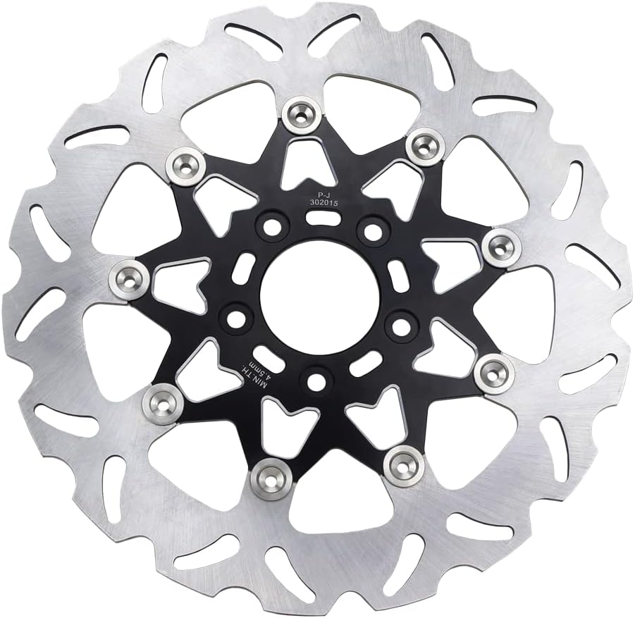 POWER JAMES 11.8", 299mm, Black Front Brake Rotor, Real Floating, Compatible with Harley Davidson 2000-Later Softail, Dyna, Sportster, Touring with 5 * 3.25" Bolts Circle Rotor Mount