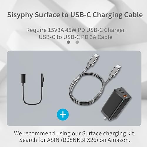 Miniatura 5 de Superficie trenzada de nailon que se conecta al cable de carga USB-C, requiere fuente de alimentación PD de cargador USBC de 45 W 15V3A, compatible