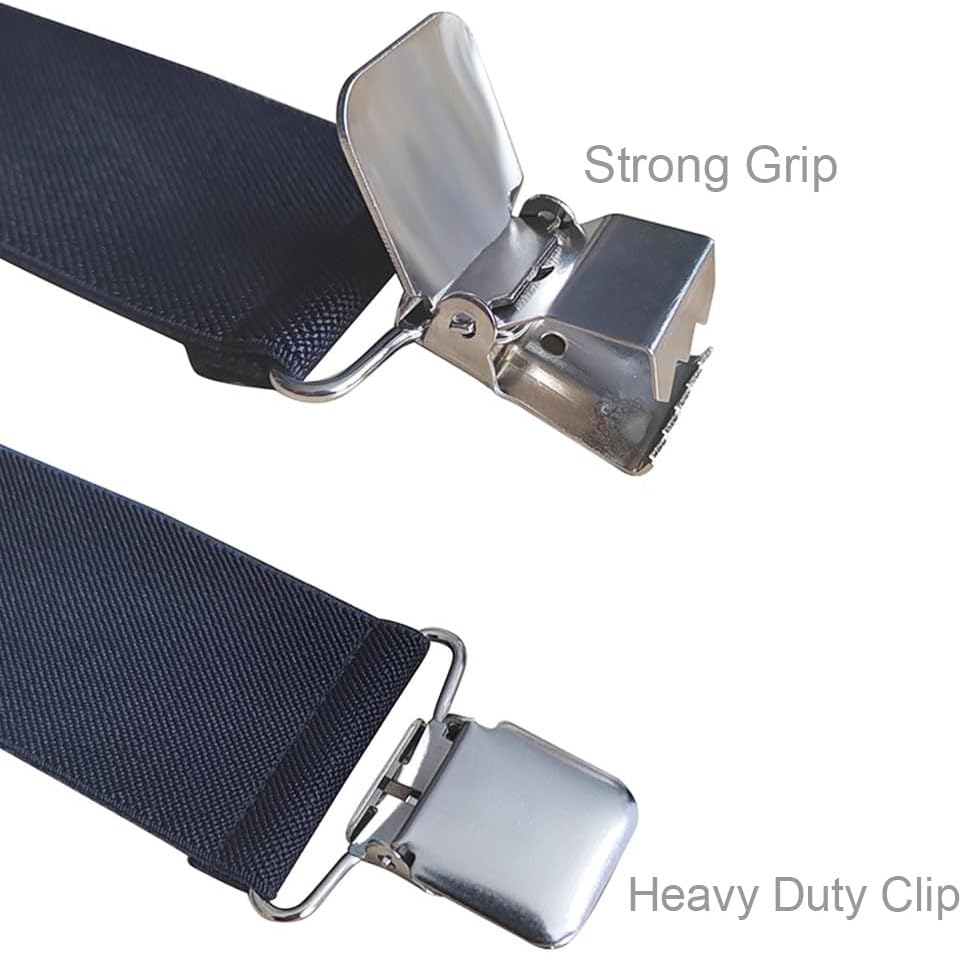 Mens Suspenders X-Back 2inch Wide Heavy Duty Work Suspenders Adjustable Suspenders Hidden Suspenders (Black) - Image 3