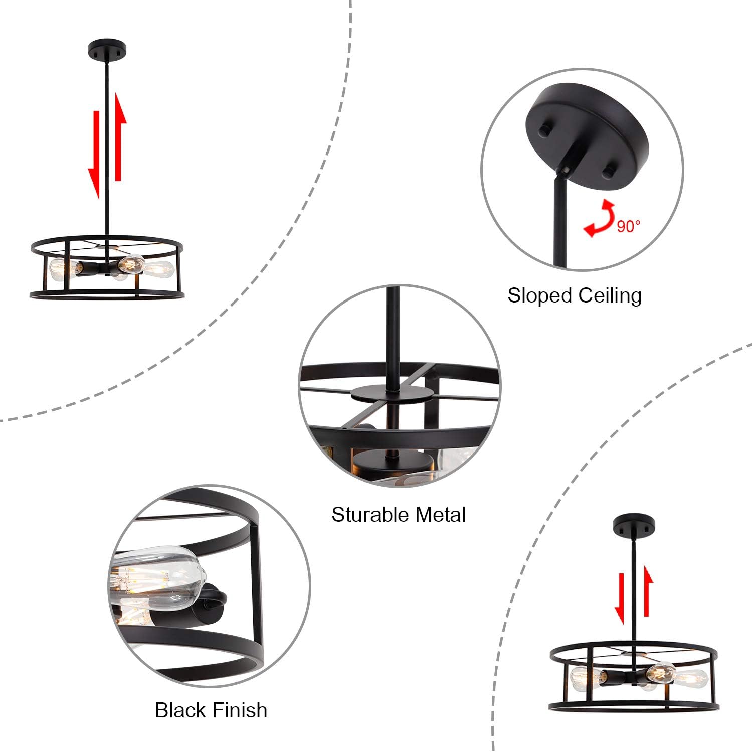 Super Cheap 🛒 TODOLUZ 5-Lights Farmhouse Flush Mount Ceiling Pendant Lamp, 19.7 Inch Black Hanging Chandelier for Kitchen Hallway Living Room