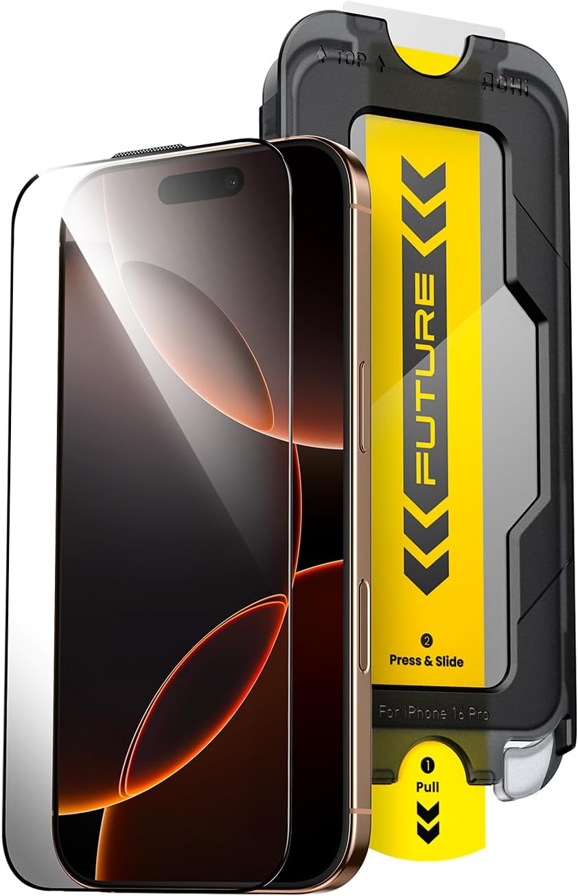 AOHI 9H+ Glass for iPhone 16 Pro Screen Protector, Military-Grade Shatterproof iPhone HD Tempered Glass? Dust-Free One-Pull Installation, Full Coverage Screen Protector for iPhone 16 Pro 6.3-Inch