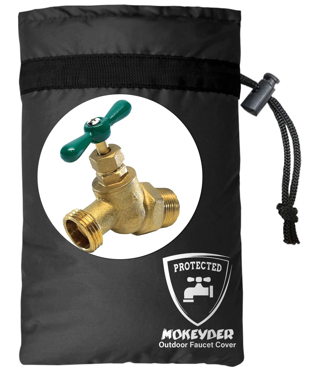 Enlarge Outdoor Faucet Cover for Winter Freeze Protection, 7” W x 10" H Hose Bib Covers Socks for Outside Wall Taps, Reusable Waterproof Insulated Spigot Cover, Black, 1 Pack