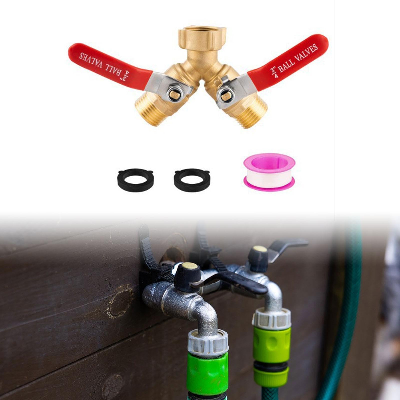 4 Pezzi Sdoppiatore per Tubo Separatore da Giardino Adattatore a Y Connettore a 2 Vie in Ottone con Manopole Facili da Girare Adatto per Collegare Ir, Noi