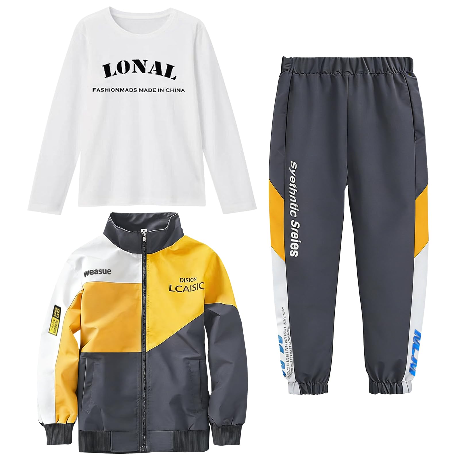 Conjunto Deportivo Niños 2 Piezas/3 Piezas Chandal Casual Chaqueta con Cremallera + Pantalón + Camiseta de Manga Larga