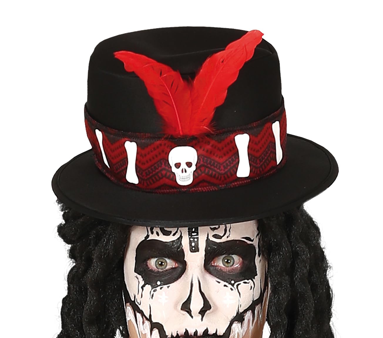 FIESTAS GUIRCA | Disfraz de Chamán Voodoo Adulto (54-56/XL) - Chaleco, Chaqueta, Gorro y Pantalón - Disfraces de Brujo y Hechicero para Halloween, Carnaval y Fiestas de Disfraces - Negro y Rojo