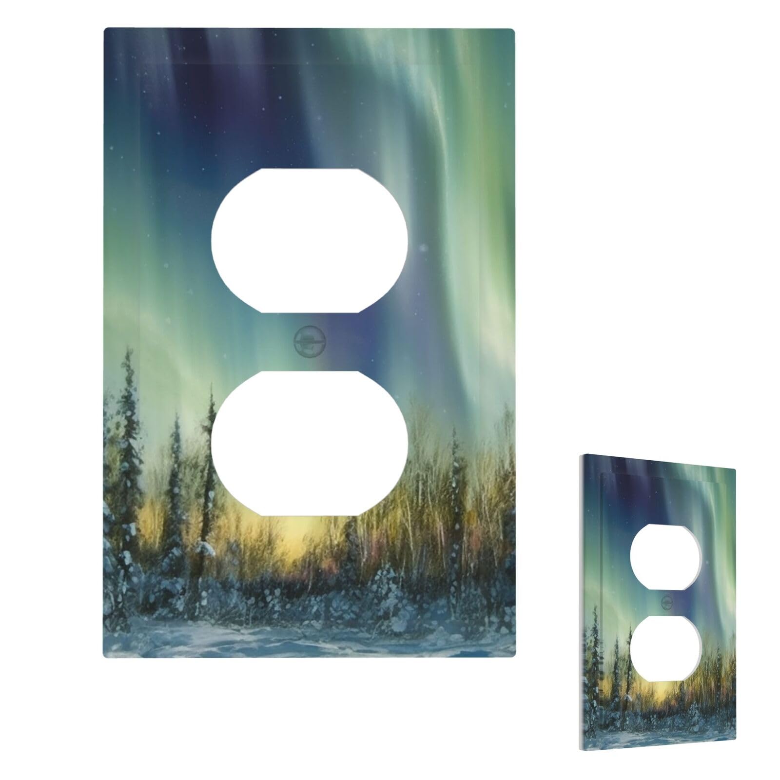 Aceprints Duplex Aurora Wall Plate Cover Modern Decorative Light Switch Cover Unbreakable Receptacle Outlet Covers For Living Room Bedroom Decor