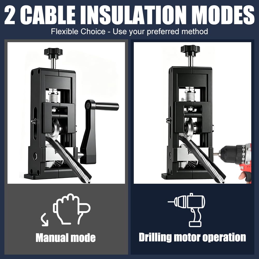 Pelacables de 1 a 25 mm, pelacables manual para cables y alambres con manivela o taladro, cuchillas ajustables, peladora de alambre para reciclaje de cables, taller