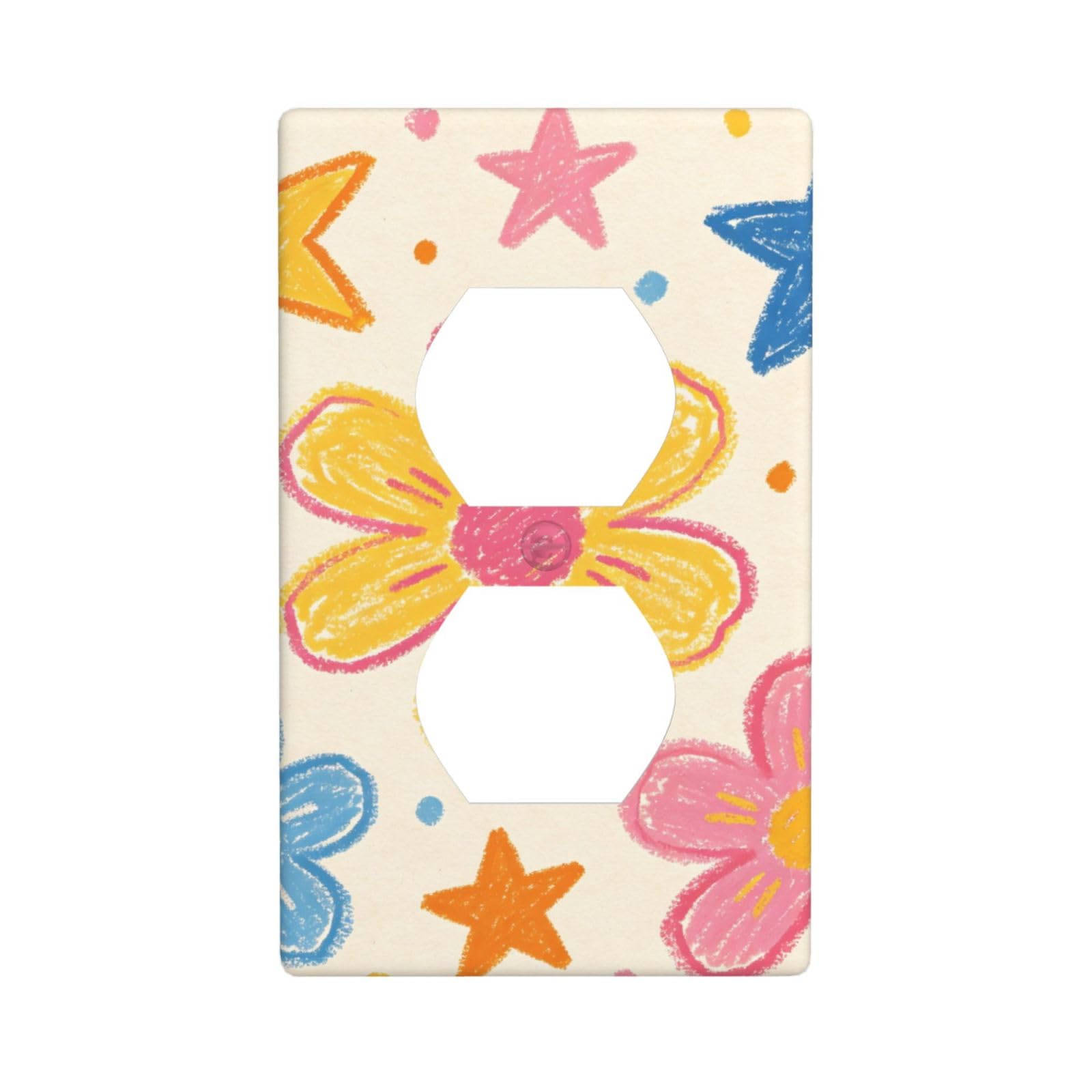 Cntdbu White Crayon Doodle Art Unbreakable Polycarbonate Switch Plate-1 Gang Screwless Wall Plate For Home Office