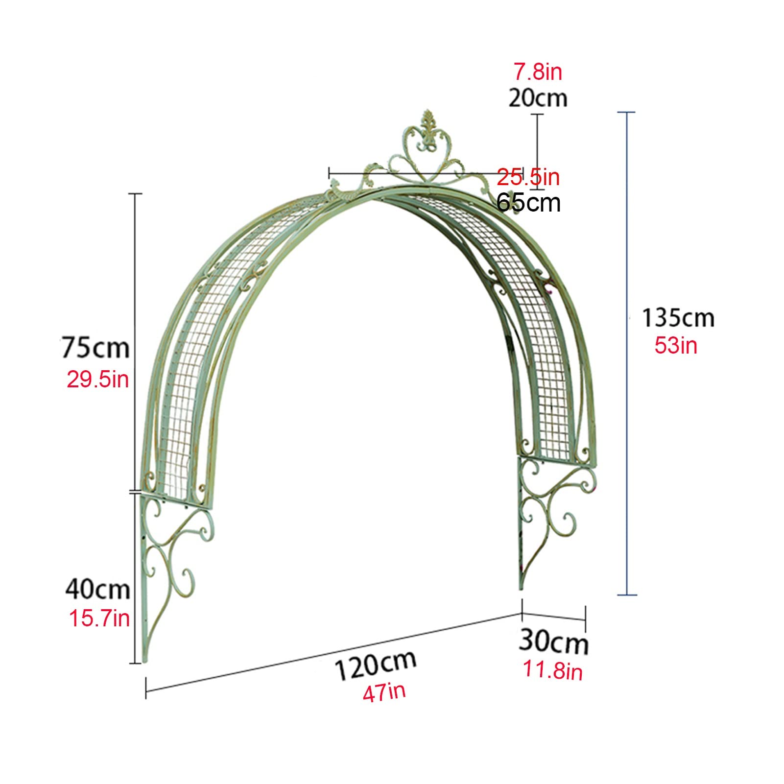 Gartenbogen aus Eisen, Vintage-Stil, Wandmontage, Kletterrose, Rankgitter für Eingang, Veranda, Gehweg, Dekoration, Retro, rustikales Design für Pflanzen und Blumen