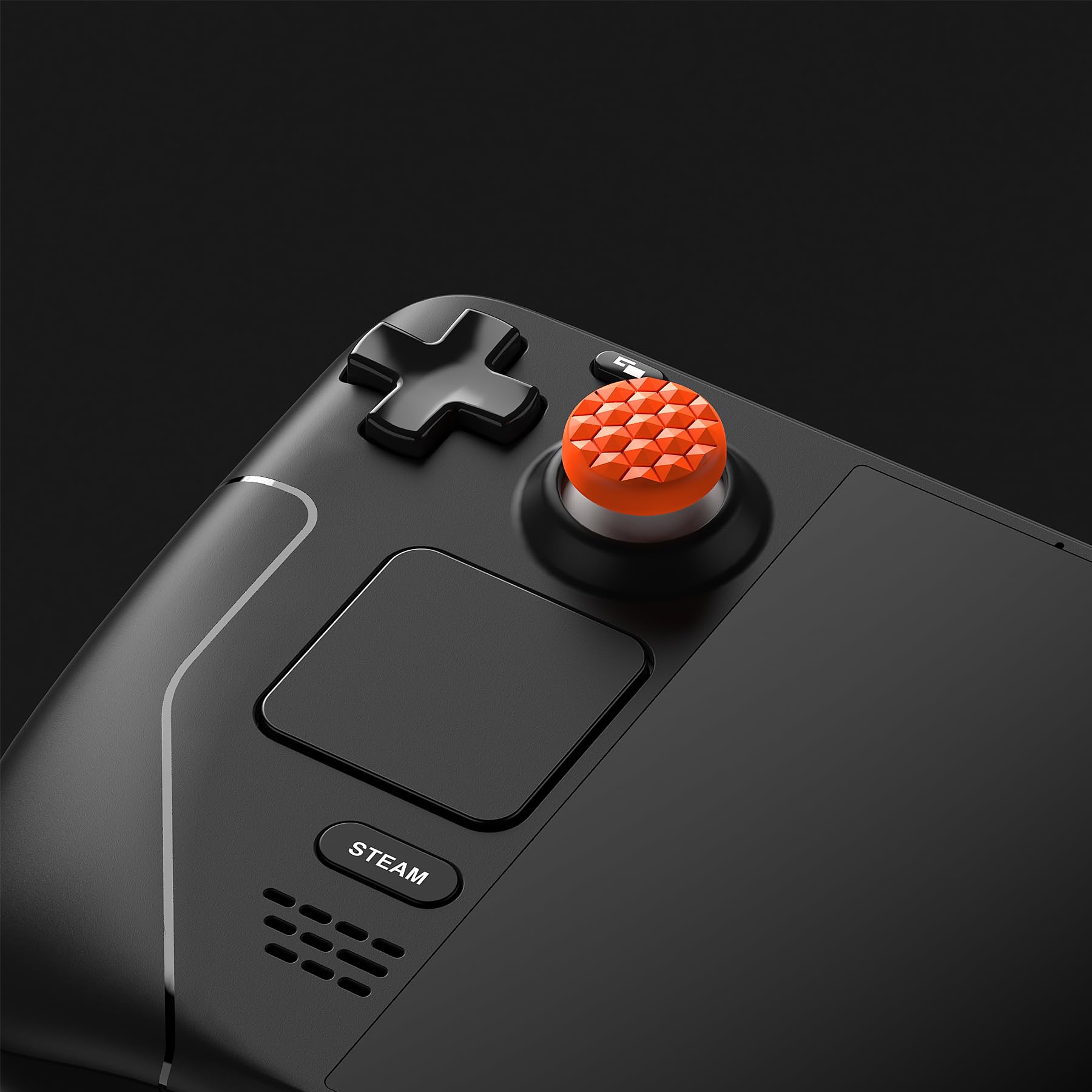 PlayVital Thumb Grip Caps for Steam Deck LCD & OLED, Silicone Thumbsticks Grips Joystick Caps for Steam Deck Accessories - Diamond Grain & Crack Bomb Design Orange - 4