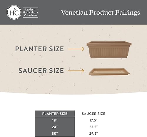 Miniatura 7 de The HC Companies Macetero Veneciano para Ventana con Tapón de Drenaje - Maceta Larga para Alféizares de Ventana, Balcones y Más - Macetas