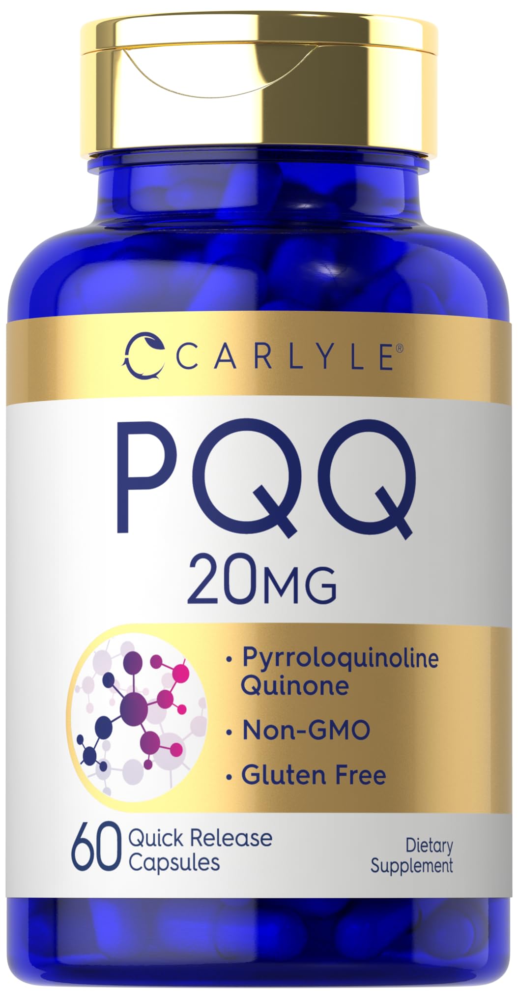 Carlyle PQQ Supplement 20 mg | 60 Capsules | Non-GMO and Gluten Free