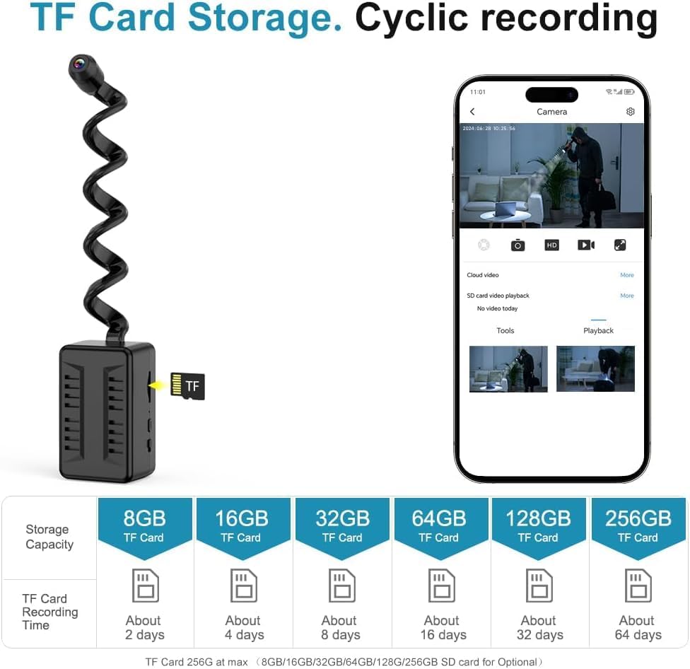Miniatura 5 de Mini cámara espía con 1080P, cámara oculta WiFi, aplicación, detección de movimiento para el hogar, interior, bebé, perro, gato