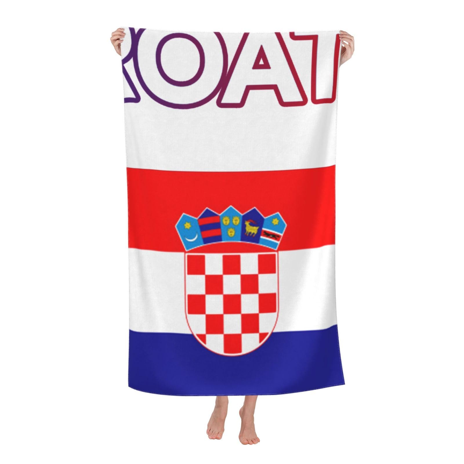 LSRCPD Beach Towel Croatia Croatian Flag Microfiber Beach Towels Blanket Oversized Tropical Big Extra Large XL Pool Towels Quick Dry Sandproof for Women Girls Kids