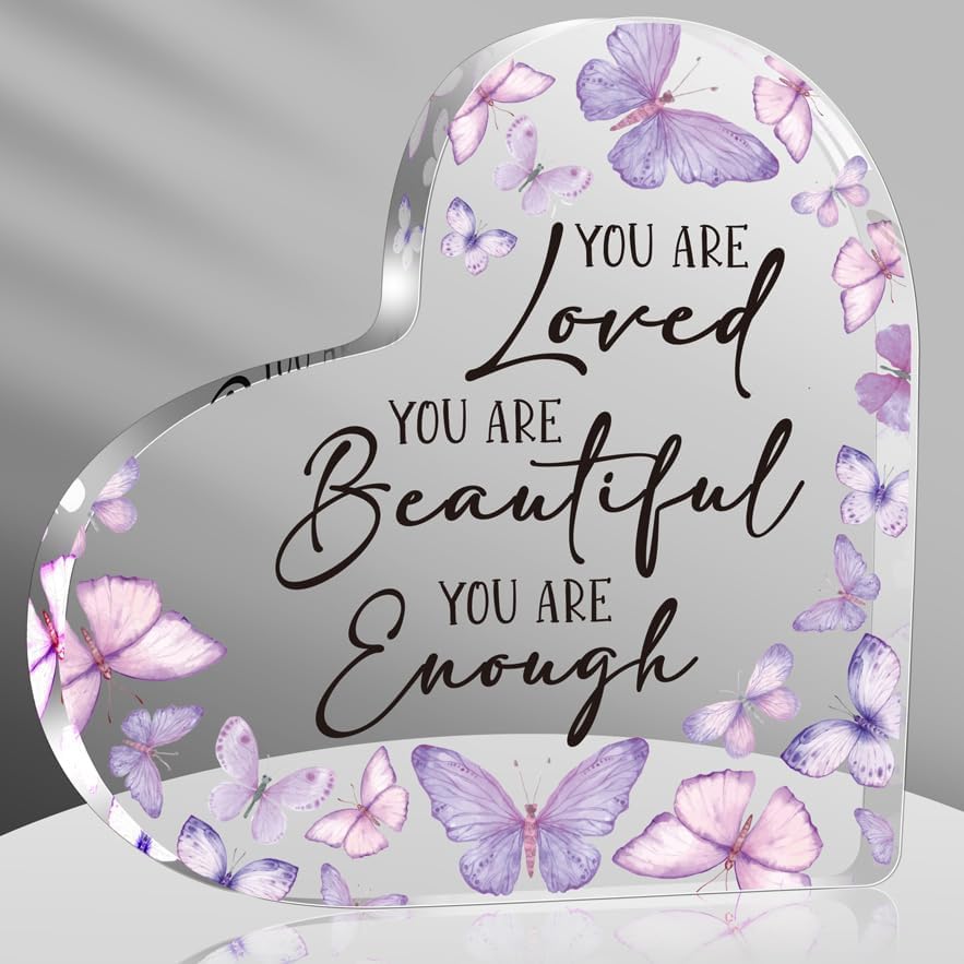 Image of Inspirational Butterfly Gifts for Women, Christian Gifts for Women, Butterfly Decorations for Coworker Friend, You are Loved You are Beautiful You are Enough Positive Plaque