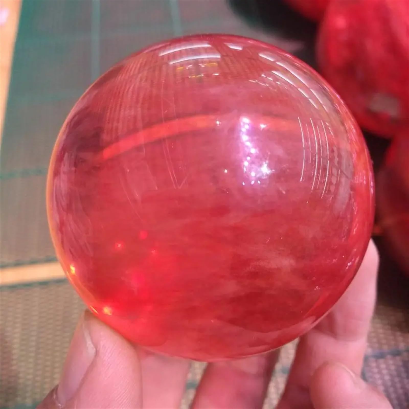 AARTERZZA Clear Red Melting Stone Crystal Ball Sphere Ornaments