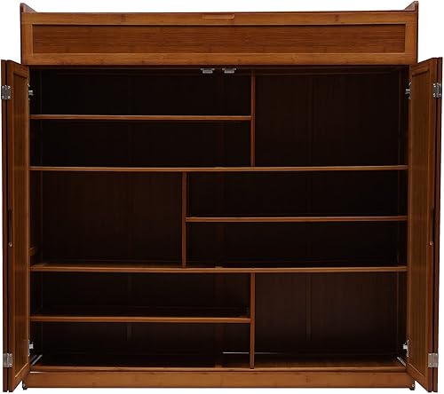 Miniatura 5 de Armario de almacenamiento de zapatos de 7 niveles con puertas y compartimento alto para botas y zapatos, organizador de almacenamiento de zapatos de