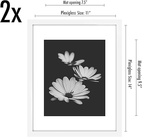 Miniatura 2 de Americanflat Portarretratos de 8 x 10 pulgadas en blanco con paspartú de 5 x 7 pulgadas juego de 2 marcos muestra fotos de 5 x 7 pulgadas con