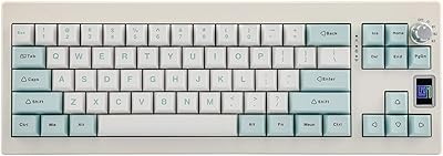 EPOMAKER Shadow-X Gasket Clavier Mécanique WiFi/Bluetooth/USB-C, Hot-Swap, avec écran, Mousse Poron, Pad en Silicone, NKRO, RGB(White Blue, Wisteria Linear Switch)