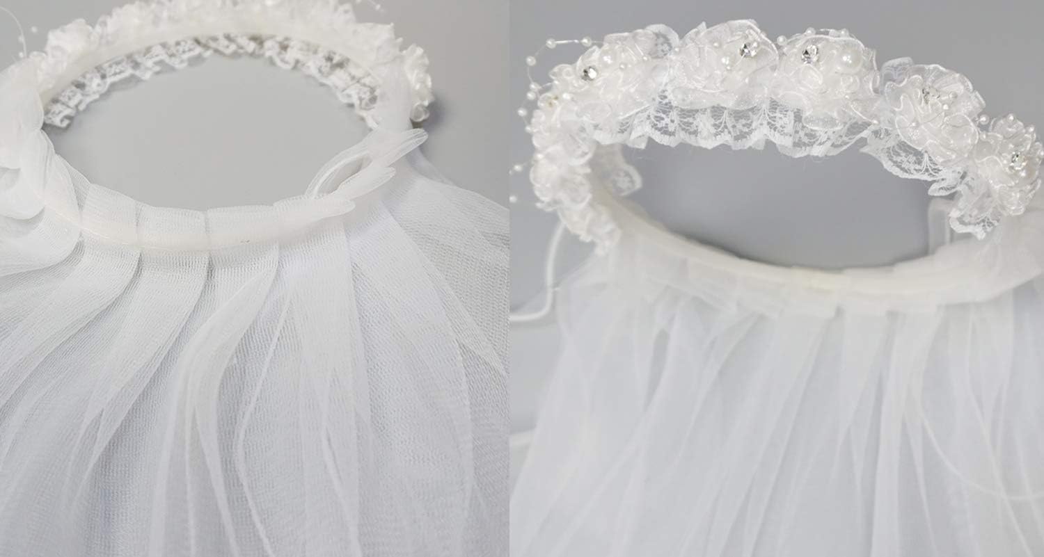 Bienvenu Girls Fashion Floral Headpiece Veil Rhinestone Accented Flower Crown