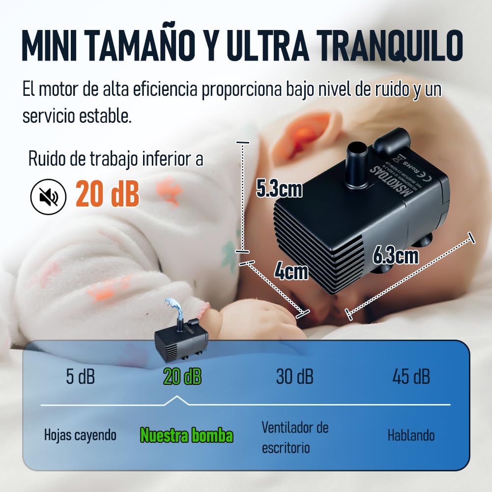 Bomba de sumidero pequeña automática con sensor de agua, elevación de 2,5 m, 280 L/h con tubo de 1,8 m, mini bomba de extracción de condensado HVAC de 115/230 V con interruptor flotante para