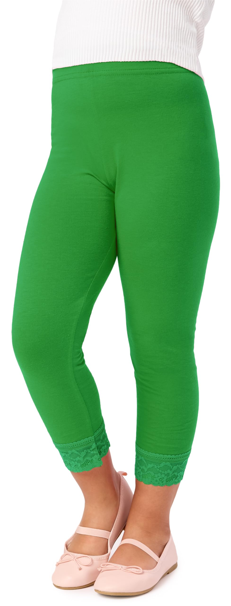 Merry Style 3/4 Leggings Mädchen aus Viskose bequeme Kurze Hose Mädchen mit Spitze MS10-293
