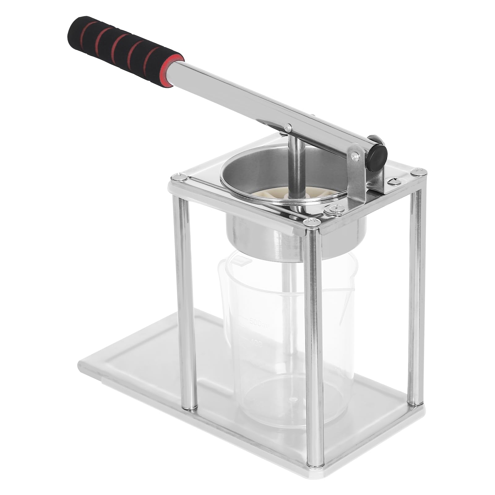 Spremiagrumi manuale in acciaio inox (SUS304) – spremiagrumi professionale con misurino da 500 ml, colino piatto e beccuccio extra grande per arance, limoni, melograni, facile da pulire
