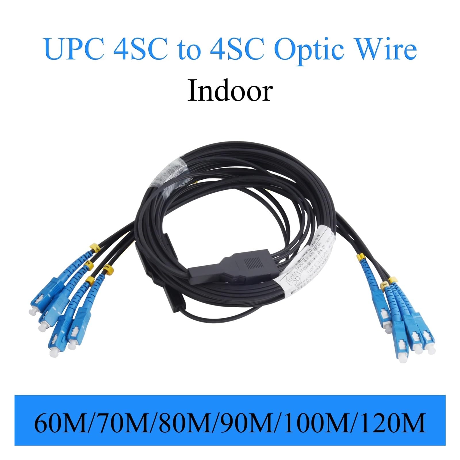 Câble à fibre optique intérieur simplex à 4 cœurs monomode UPC 4 SC à 4 SC 60-120 M(70m)