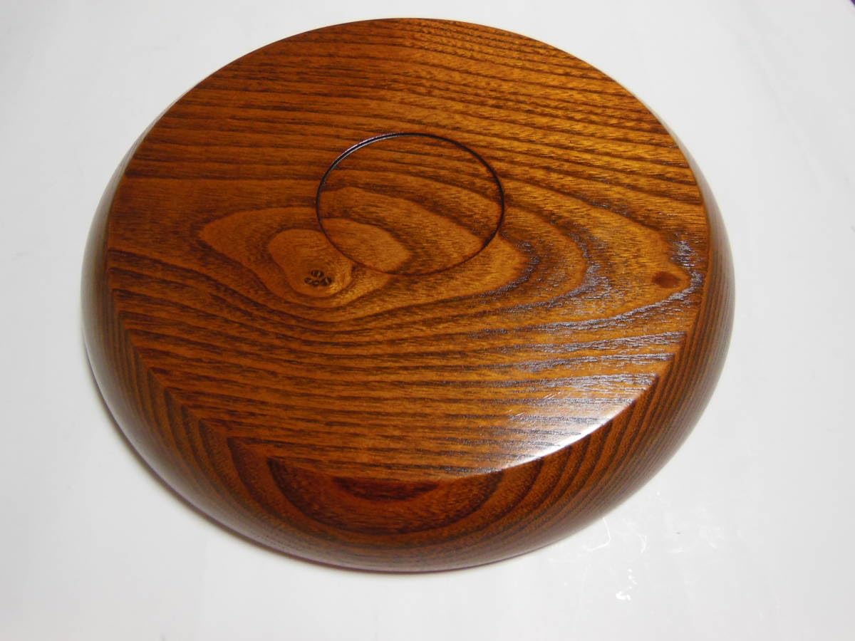美品 木製漆器 丸盆・菓子鉢 天然木・無垢材 直径：30cm 高さ