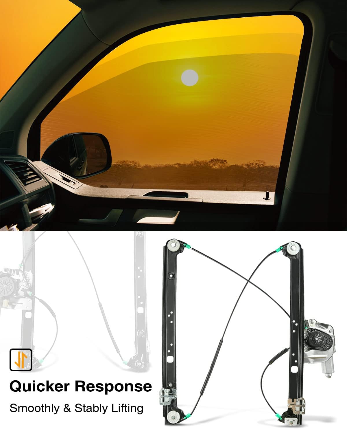 A-Premium Power Window Regulator with Motor Replacement for BMW E53 X 5 2000-2006 Front Right Passenger Side