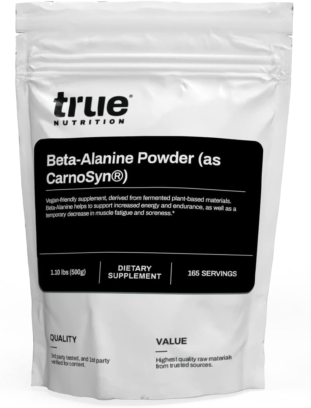 True Nutrition - Beta-Alanine Powder (as CarnoSyn®) - Supports Increased Energy Production, Endurance, and Muscle Recovery - Vegan - 500 Grams