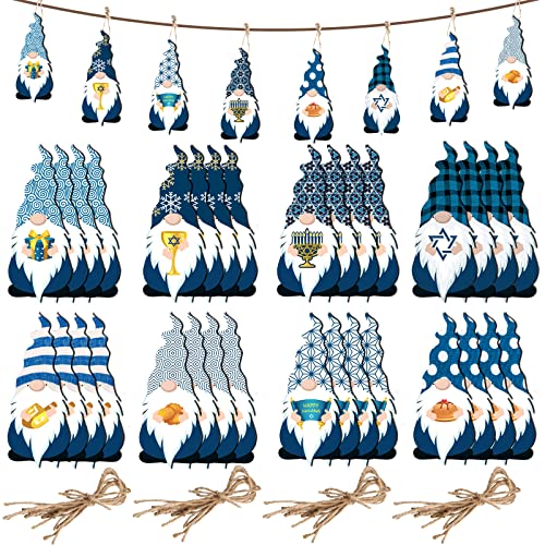 Nains de Hanukkah en bois Blulu avec corde pour suspension murale de maison