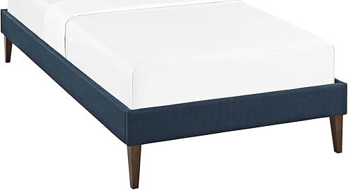 Miniatura 13 de Modway Sharon - Marco de cama de tela individual con patas cónicas cuadradas, color gris Gris,Celeste,Vinilo