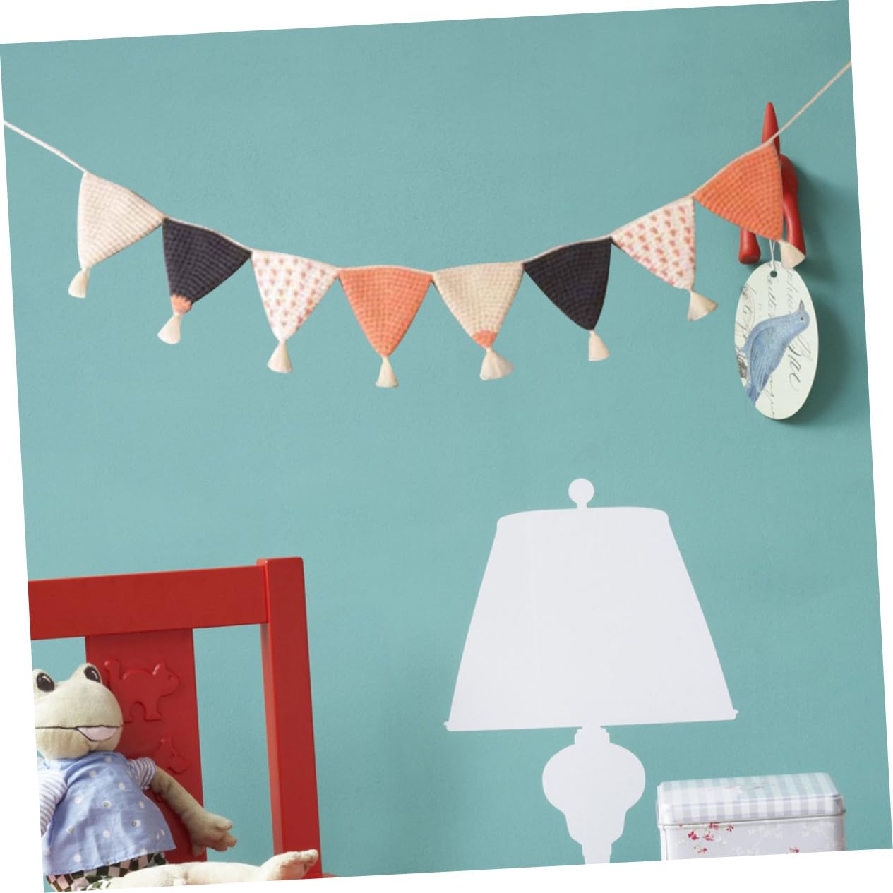 Toyvian 2piezas Banderines De Triángulo De Algodón Para Decoración De Cumpleaños y Shower Guirnalda De Crochet Para Habitaciones Infantiles Naranja