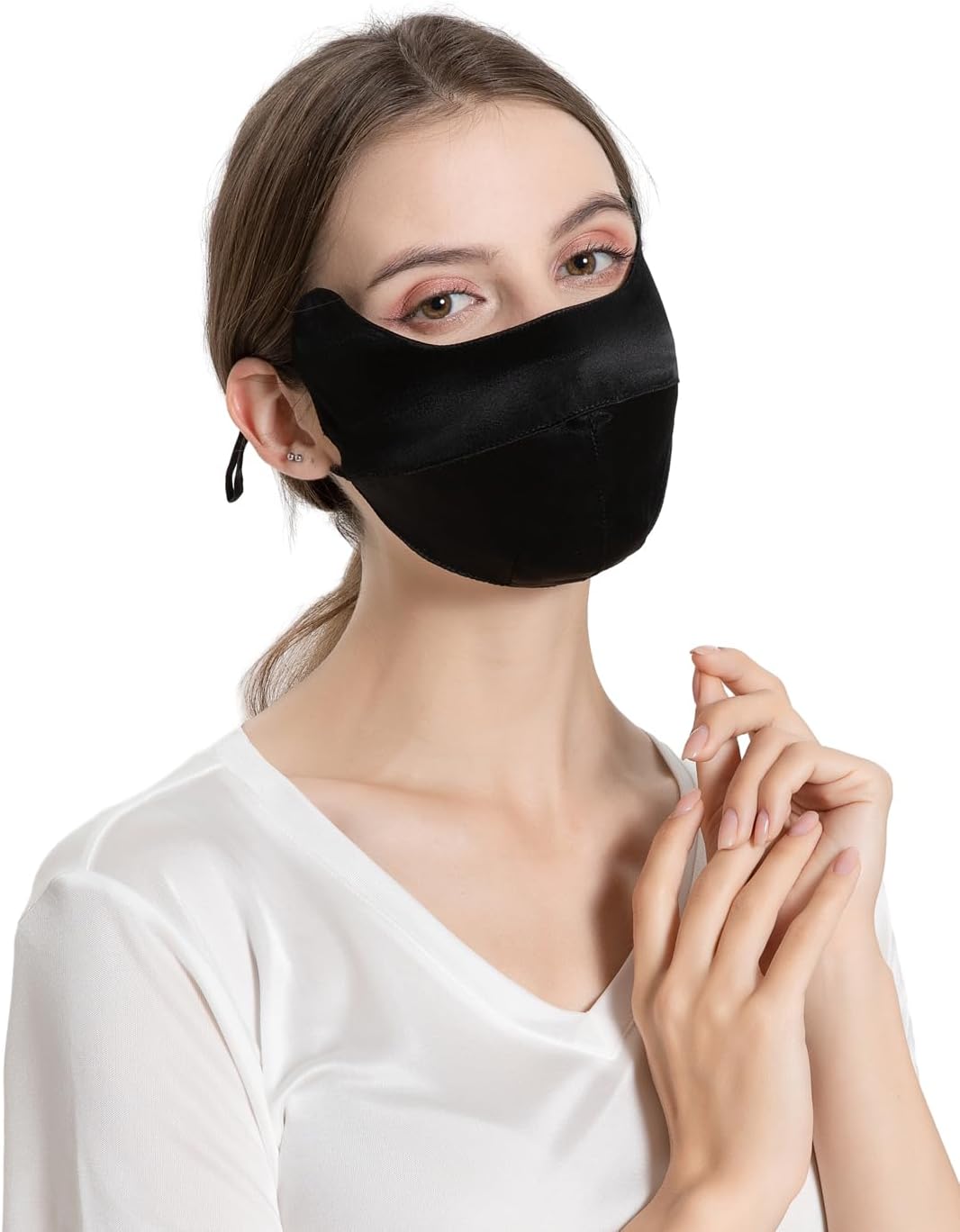 UPF 50+ Pure Silk Face Cover Breathable UV Protection Sunscreen Mask Reusable Sport Face Scarf Mask (Neck Gaiters) - Image 3