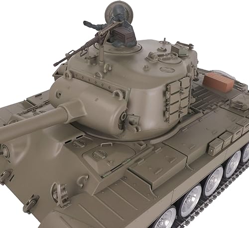 Miniatura 5 de Heng Long US en stock, RC Tank 116 Personalizado 7.0 M26 Pershing RTR 3838 Ralentí Fumar Metal Pistas Ruedas Torreta Giratoria de 360 Combate