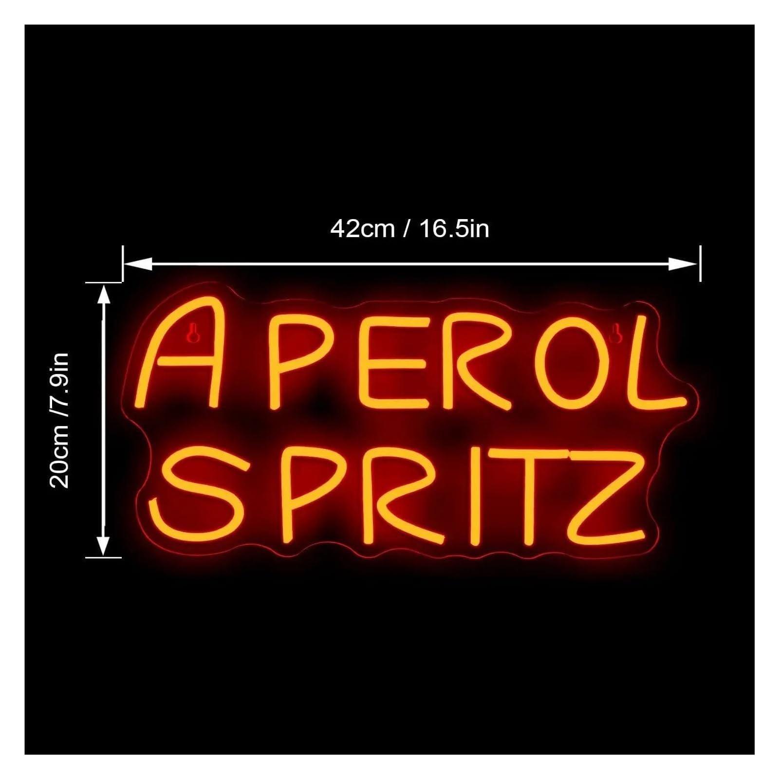 Señal de luz de neón Letrero de neón APEROL SPRITZ para publicidad cócteles, luz LED roja 42 cm x 20