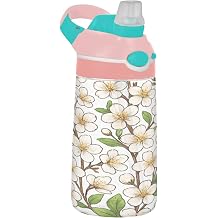 ATTX White Cherry Blossom Flowers 16oz Water Bottle - Reusable Tritan Sports & Travel Water Bottle with Straw & Pop-Up Spout Cover#176