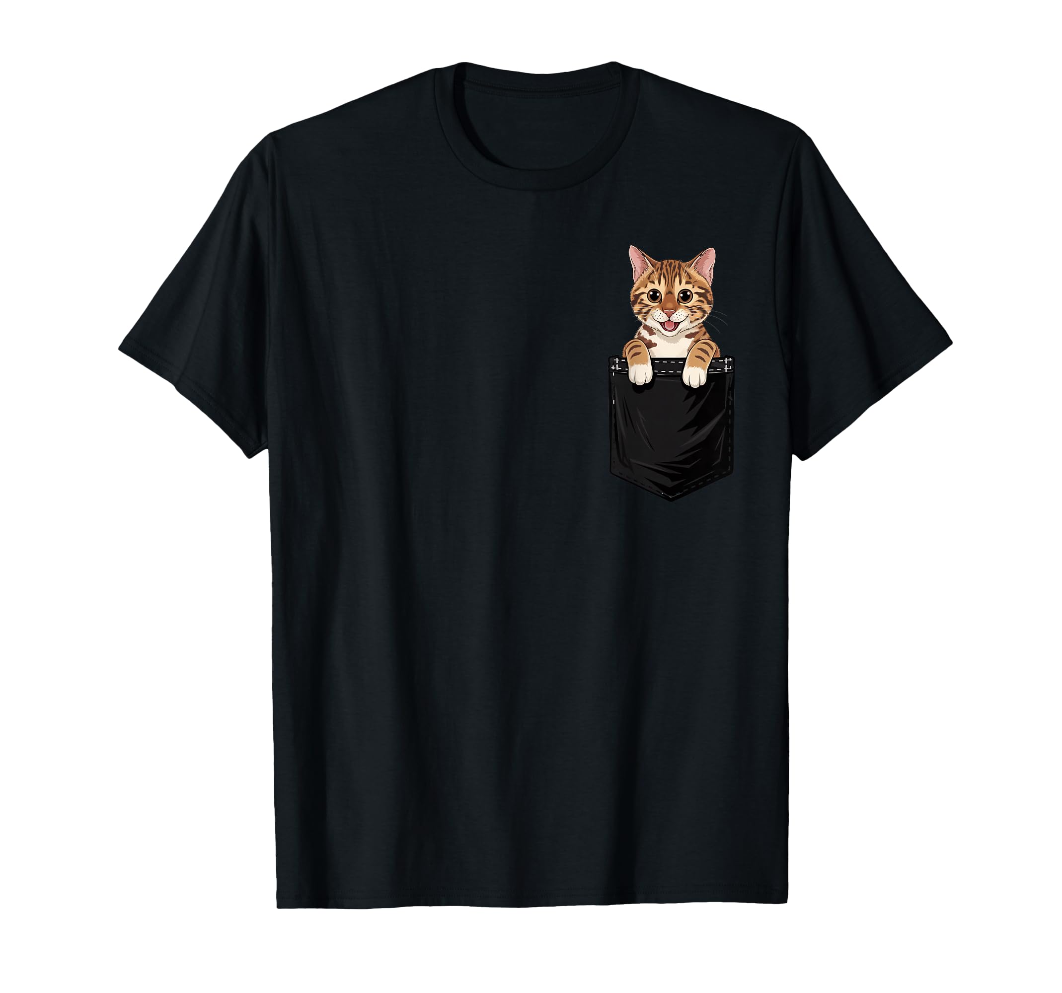 Funny Bengal Cat In Pocket Animal Cute Women Men T-Shirt
