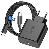 45W USB C Caricatore Caricabatterie con 2M Cavo USBC per Samsung Galaxy S26 Ultra, S26+, S26,  S25 S24 S23+ , S23 Ultra, S22, S21, Presa Carica Alimentatore Tipo C Spina Ricarica Adattatore