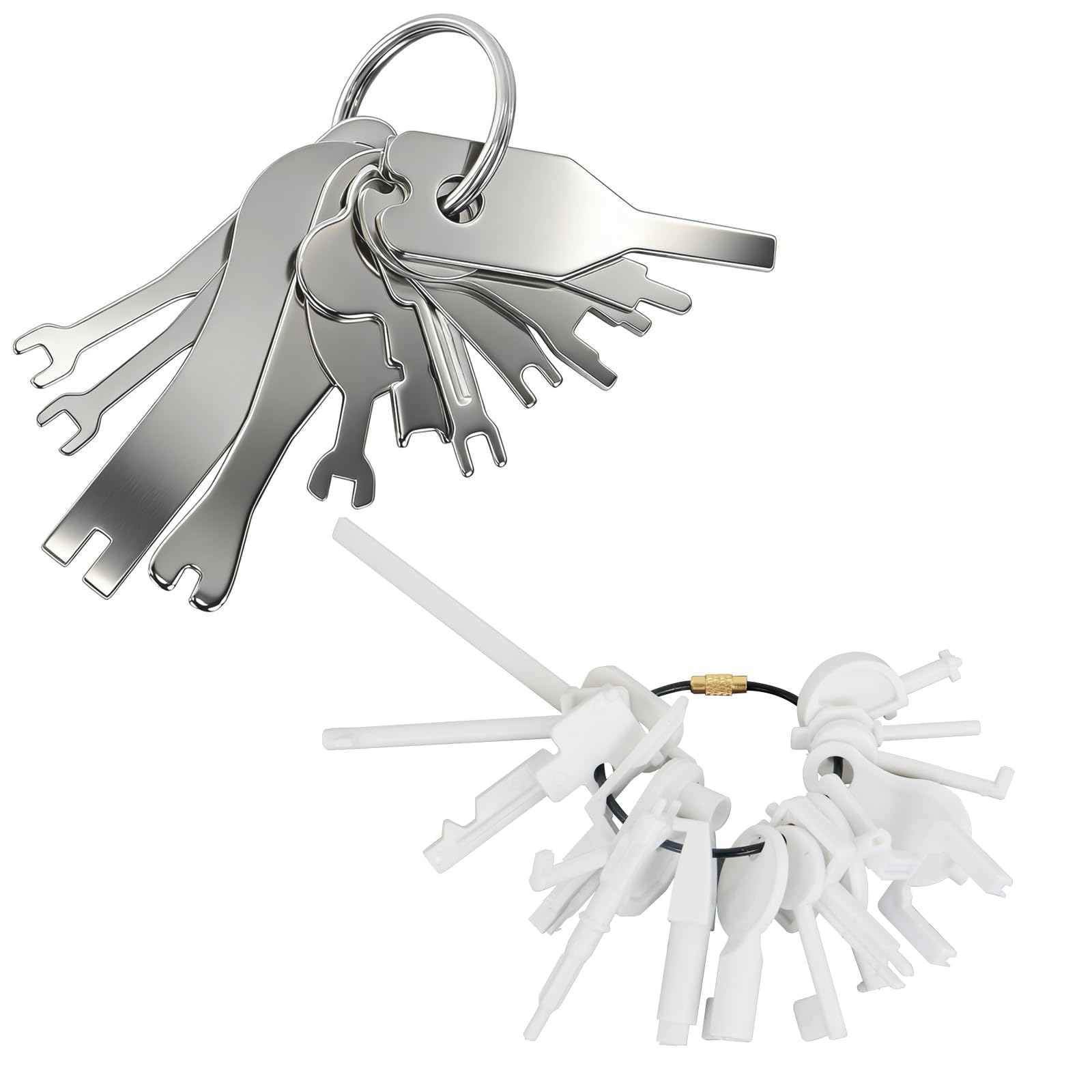 27pcs Fire Alarm & Emergency Light Test Key Set, 16-in-1 Call Point Keys & 11-Piece Metal Fish Keys Compare with Simplex, Kidde Systems, Engr Tool for Emergency Door Release & System Maintenance