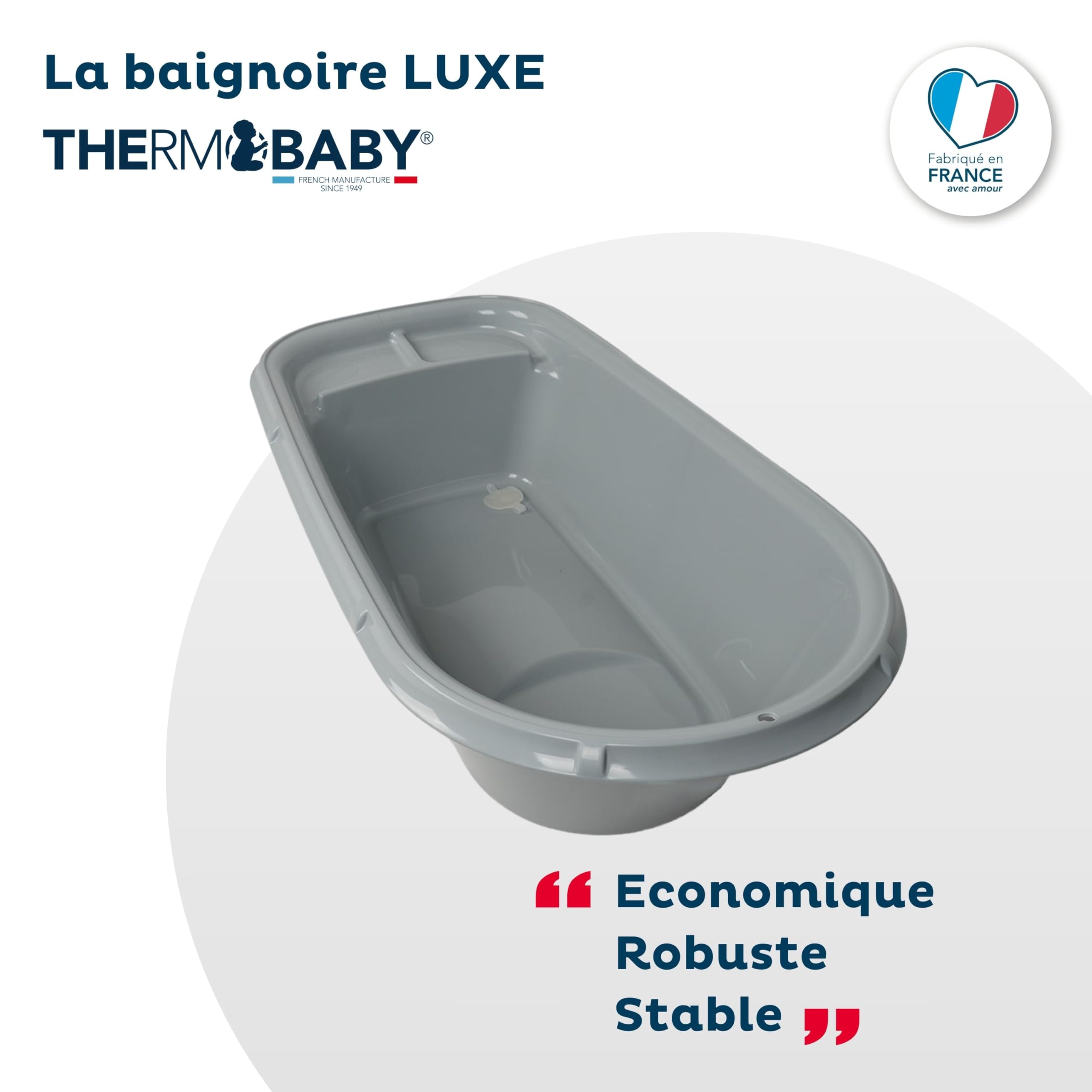 THERMOBABY Baignoire LUXE Bain de bébé Gris Charme Fabriqué en France