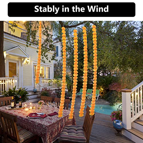 5 Pcs Marigold Garland 5Ft Long Artificial Orange Marigold Flower Garlands For Indian Diwali Decoration, Wedding Party Mantle Decoration, Christmas Decor Faux Wedding Garland #TOP6