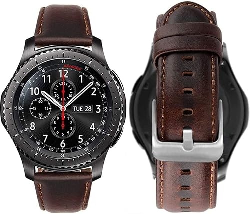 Compatible con Samsung Gear S3 FrontierGalaxy Watch 1.811 inWatch 3 de 1.772 in, correa de repuesto de piel auténtica de liberación rápida para