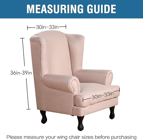 Miniatura 7 de H.VERSAILTEX Wingback - Fundas para silla de terciopelo de felpa para silla, 1 pieza de alta elasticidad con respaldo de ala, funda para sofá, funda