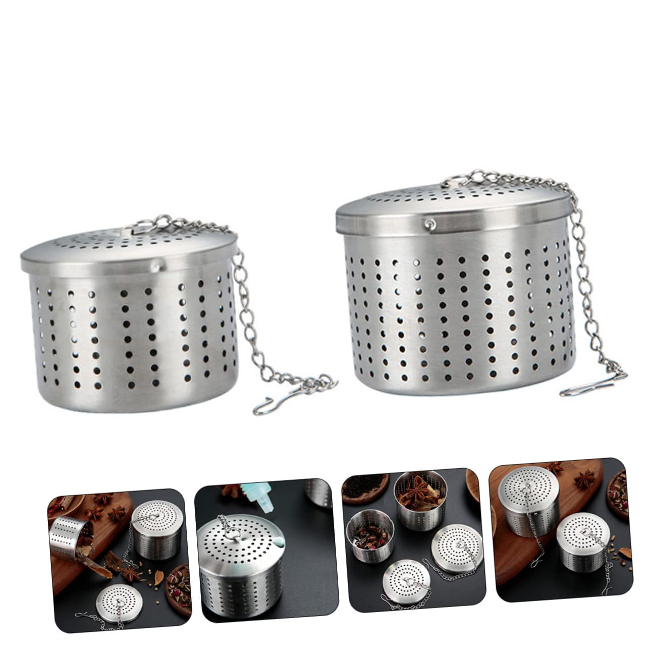 PRETYZOOM 3 Juegos Colador De Té De Acero Inoxidable Difusor De Té Infusor De Té Manejar Con Infusor Bol Filtro De Té Colgante Té De Hojas Sueltas Más Empinado Práctico Porta Té 2 Piezas * 3