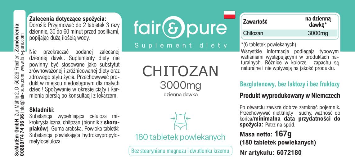 Fair & Pure® - Chitosane 3000mg dose journalière - 180 comprimés pelliculés