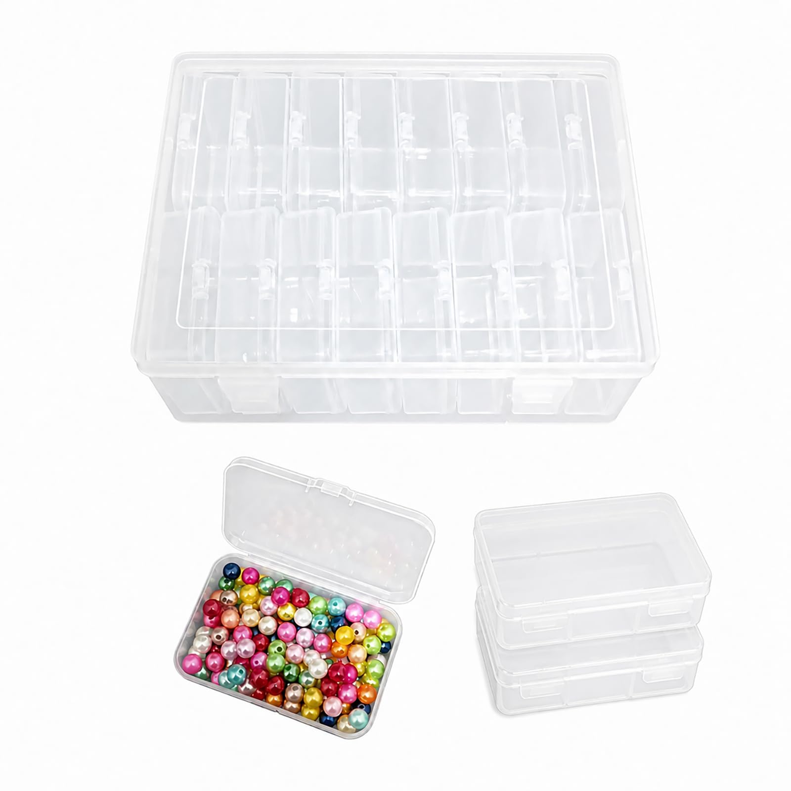 YYGMSS Plastic Storage Box with Lid for Small Parts Beads Craft Items Jewellery with Labels Compartments Container Organiser (16, 8.5 * 5.5 * 2.5cm)